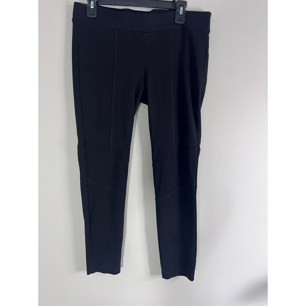 Cabi Black Ponte Knit Moto Seam Leggings Pull On Slim Pants Medium M